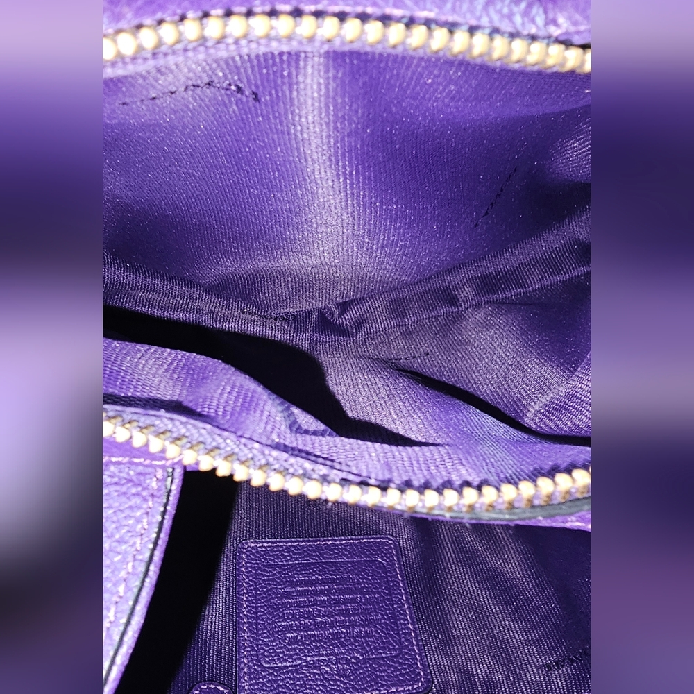 COACH Edie Vibrant Purple Shoulder Bag with Dust Bag & Pair of Twillies - Picture 10 of 15